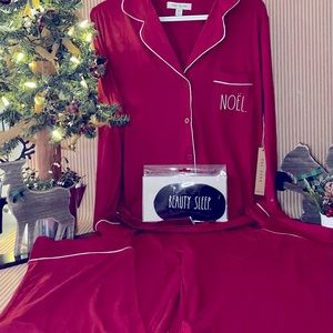 🎄 NWT 🎄 Rae Dunn Noel Pajama Set with Rae Dunn Sleep Mask